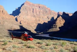 Helicopter landing at the bottom of Grand Canyon West Rim