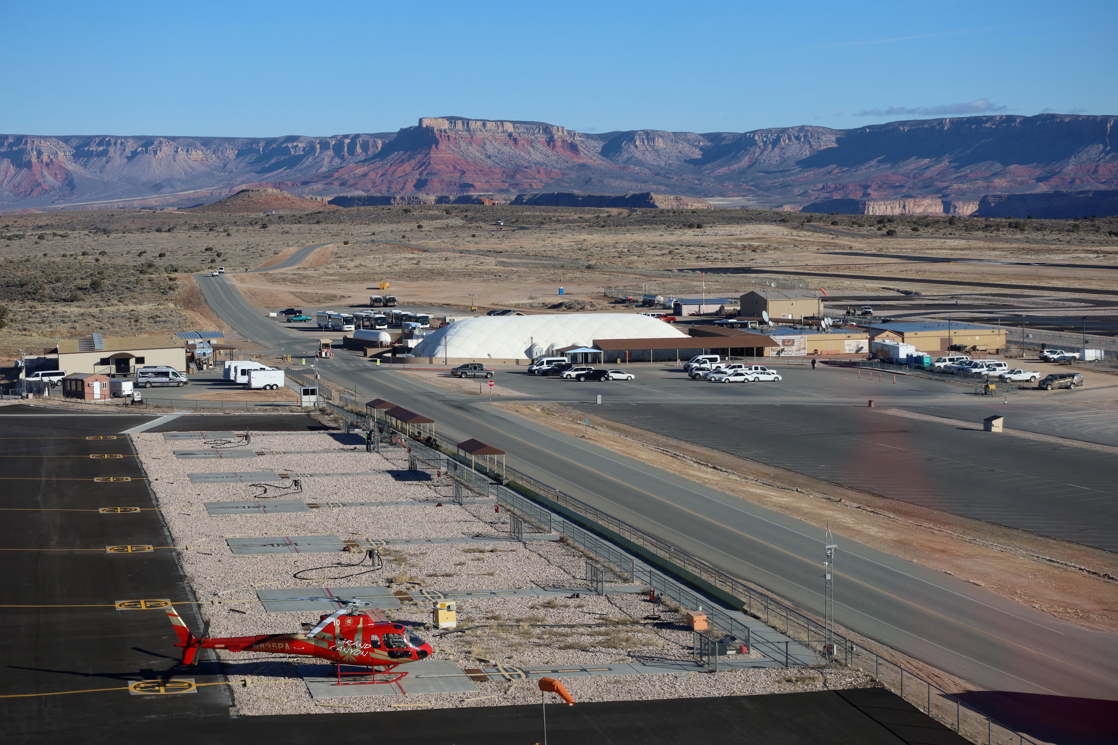 Grand Canyon West Skywalk and Eagle Point aerial view