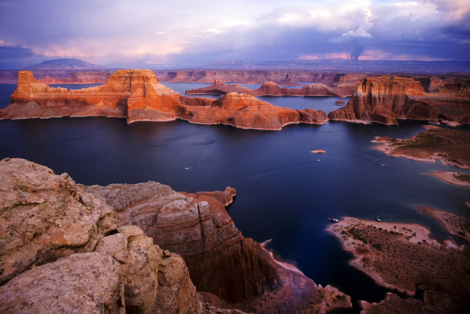 Aerial sunset view of Lake Powell near Page, Arizona