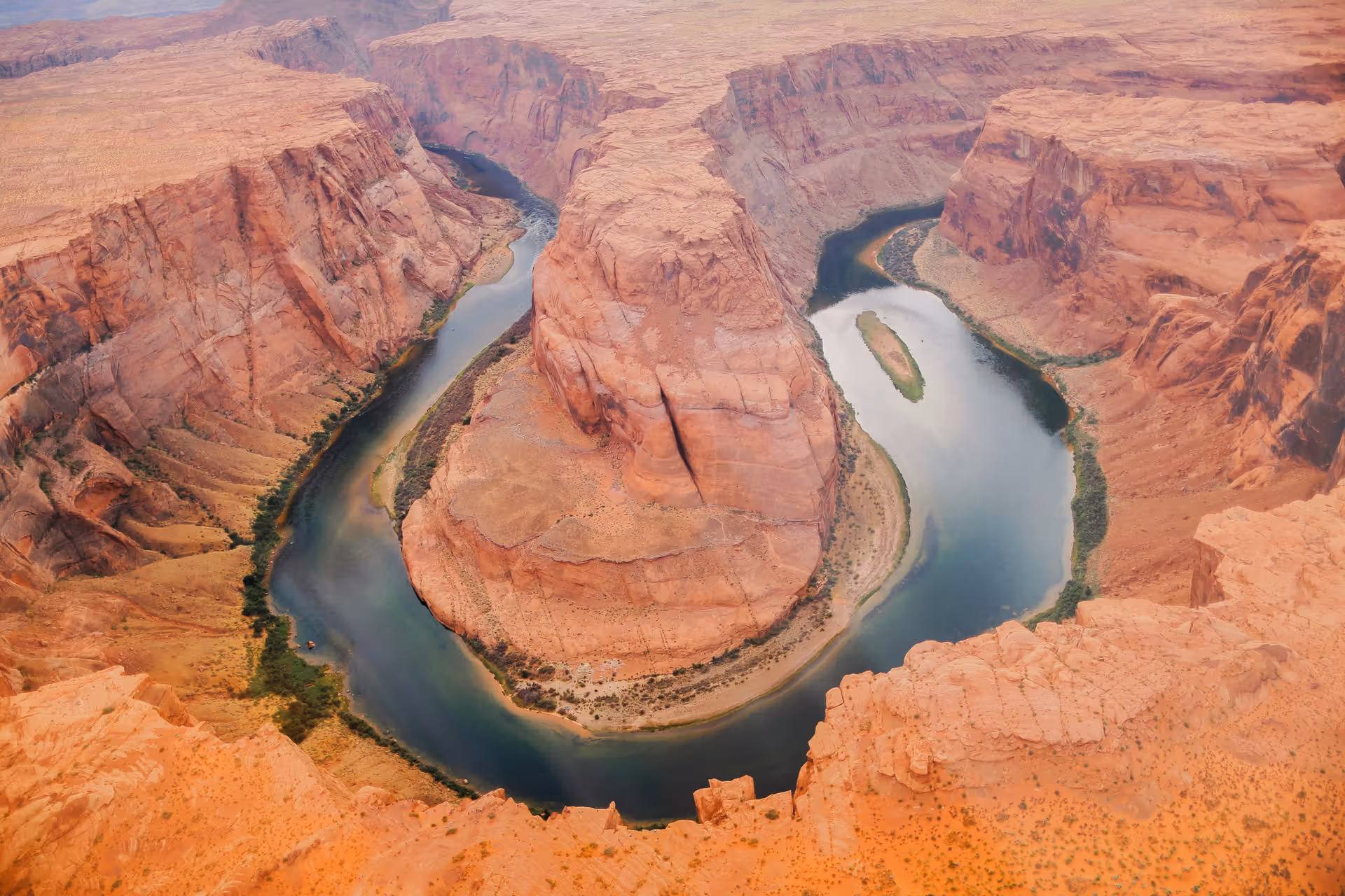 Aerial views of Horseshoe Bend from an airplane