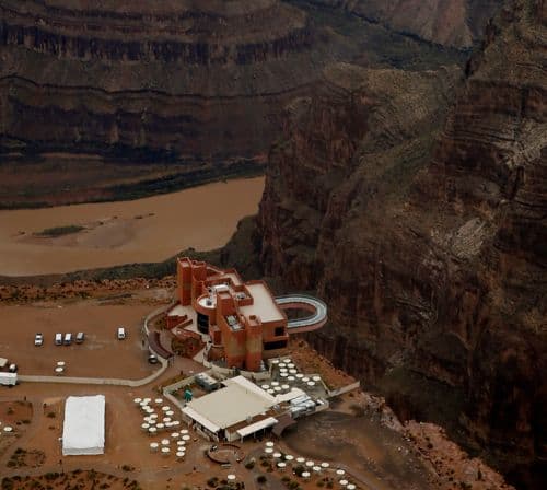 Grand Canyon West Skywalk and Eagle Point aerial view