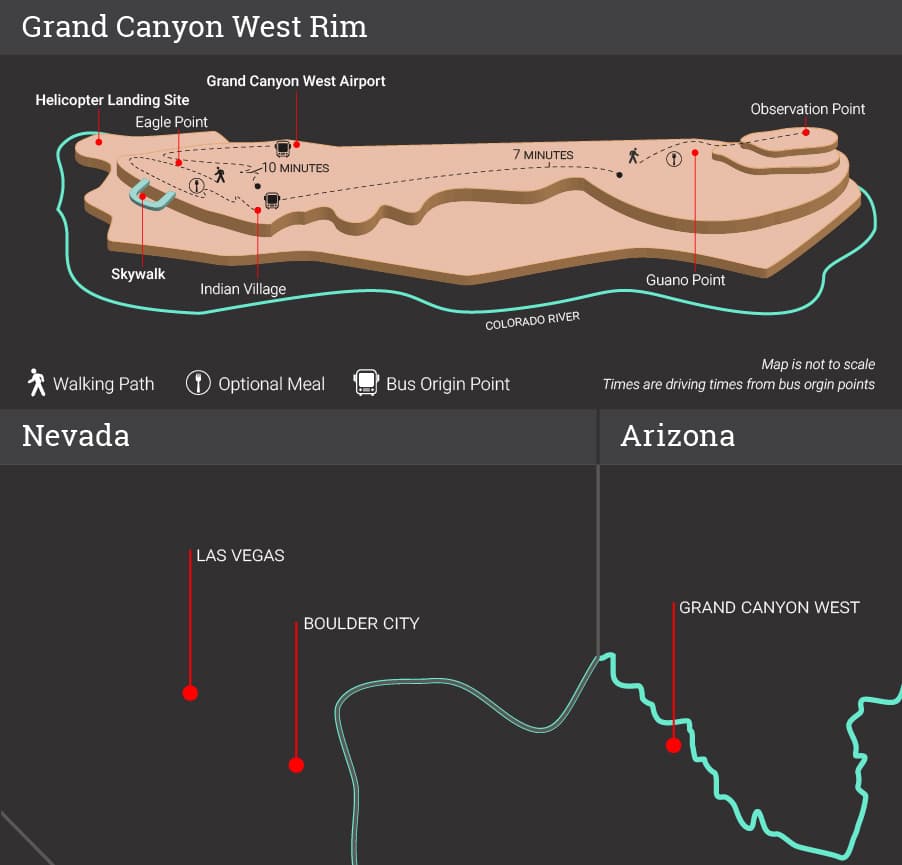 Grand Canyon West Rim Map