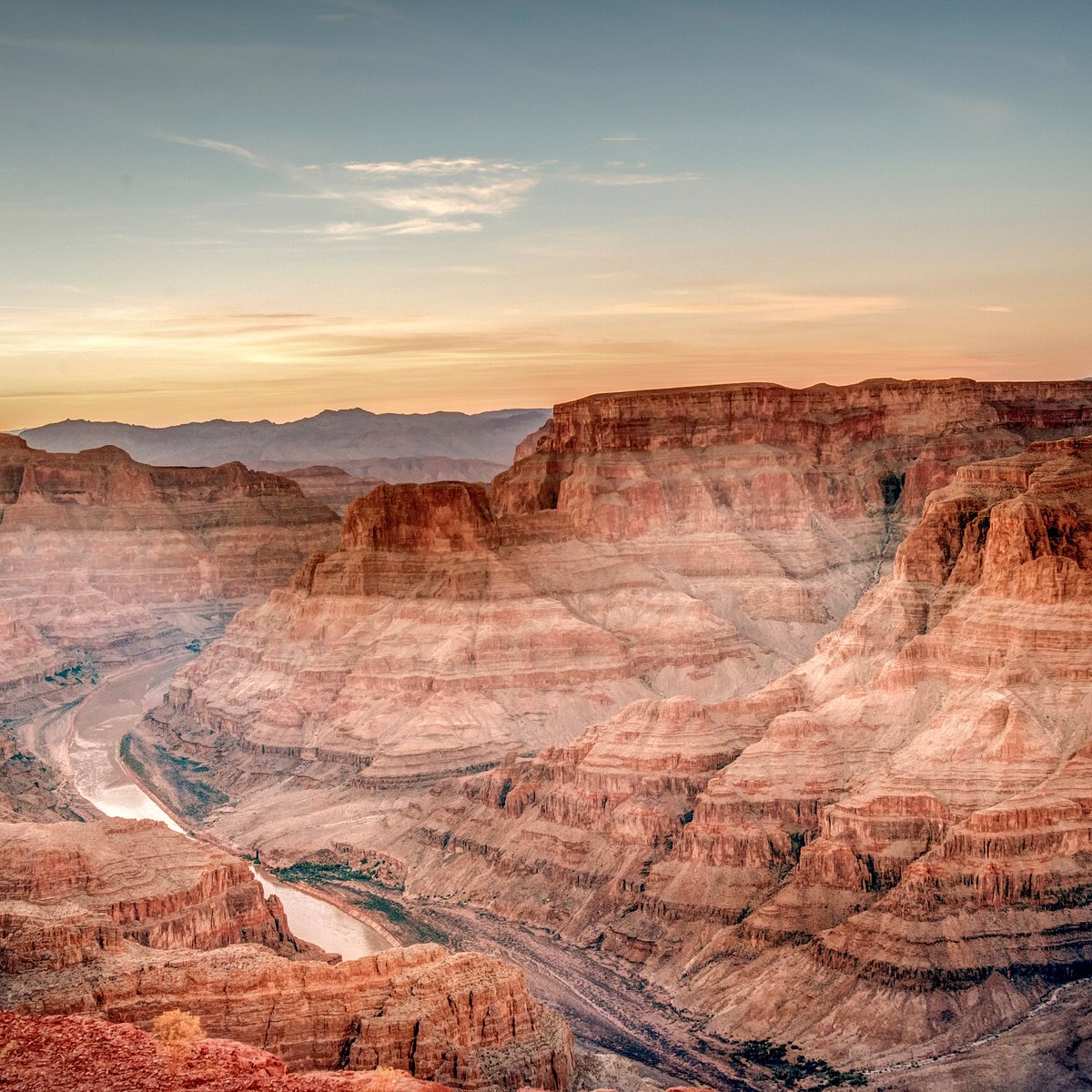 Pink and purple canyon walls of Grand Canyon West Rim